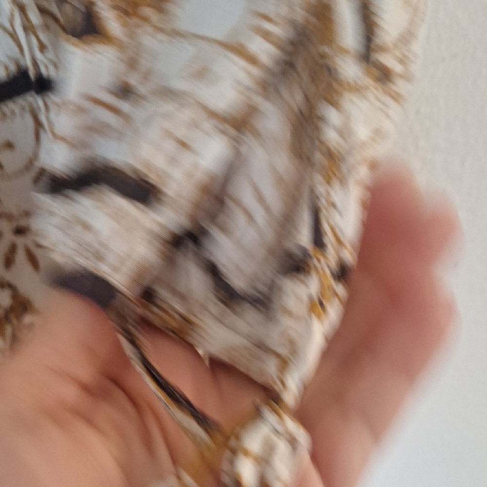 Bohemian Y2k Free People Cream and Brown Patterned Blouse 100% Rayon Sz XS - Picture 4 of 6